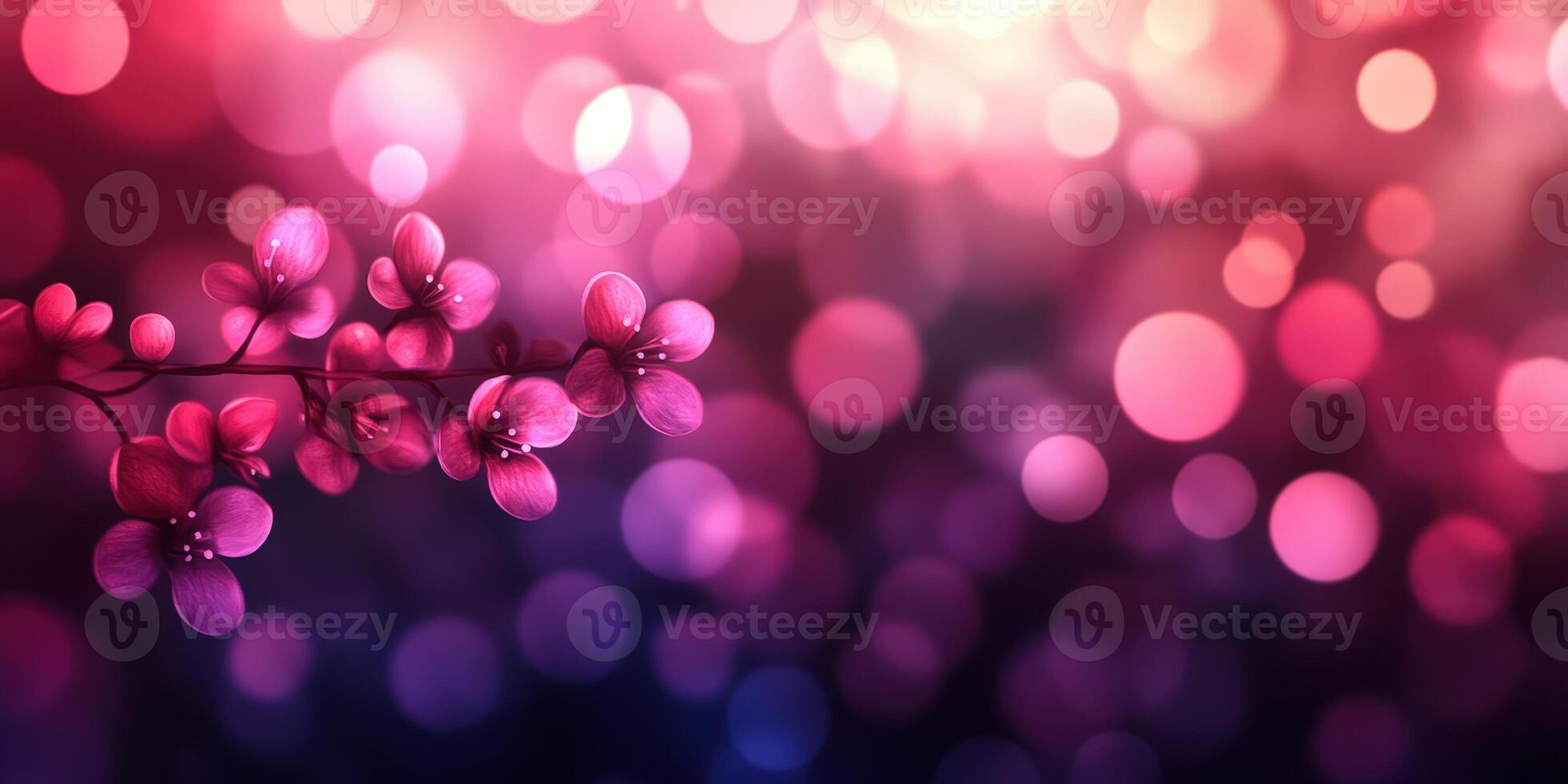 Elegant Floral Blossom Pink Bokeh Effect, Soft Light Background, Beautiful Blossoms, Gentle Pink Hues photo
