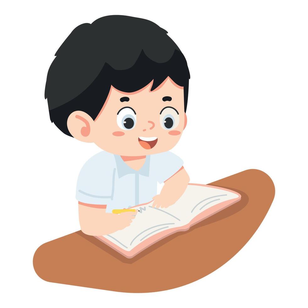 Illustration of a Happy boy Writing in a Book vector