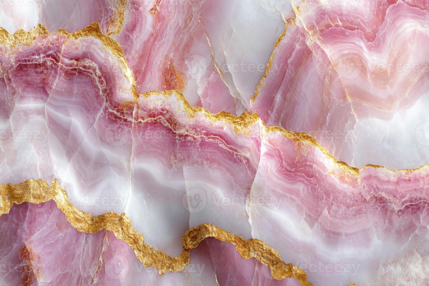 Rose and white stone texture. Golden details on a layered surface. Light pink and white marble background. Natural stone pattern with gold lines. photo