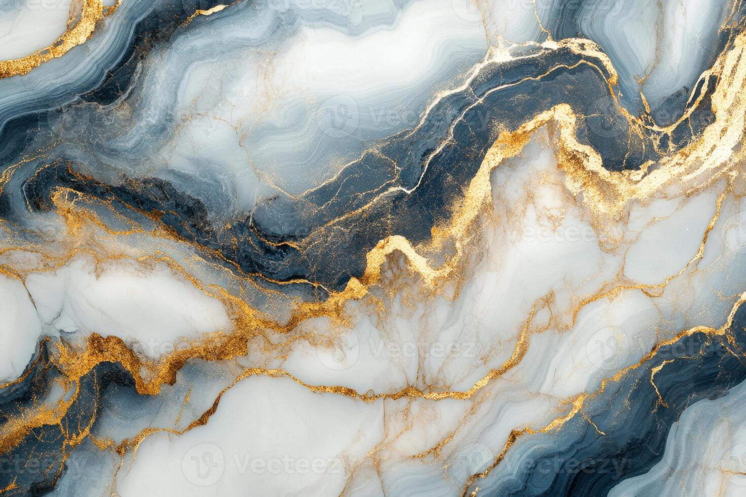 Abstract marble texture background with flowing blue gray white colors and sparkling gold veins elegant design backdrop photo