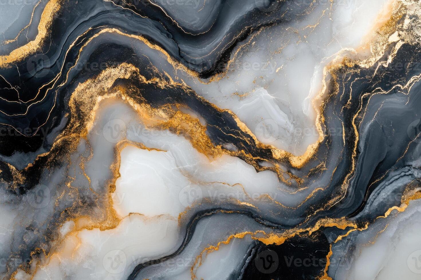 Abstract background with flowing black white and gray colors. Golden veins running throughout the stone pattern creating a marble texture photo