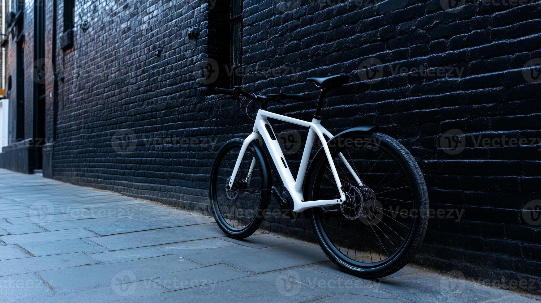 Urban Cycling Scene A White Bicycle photo
