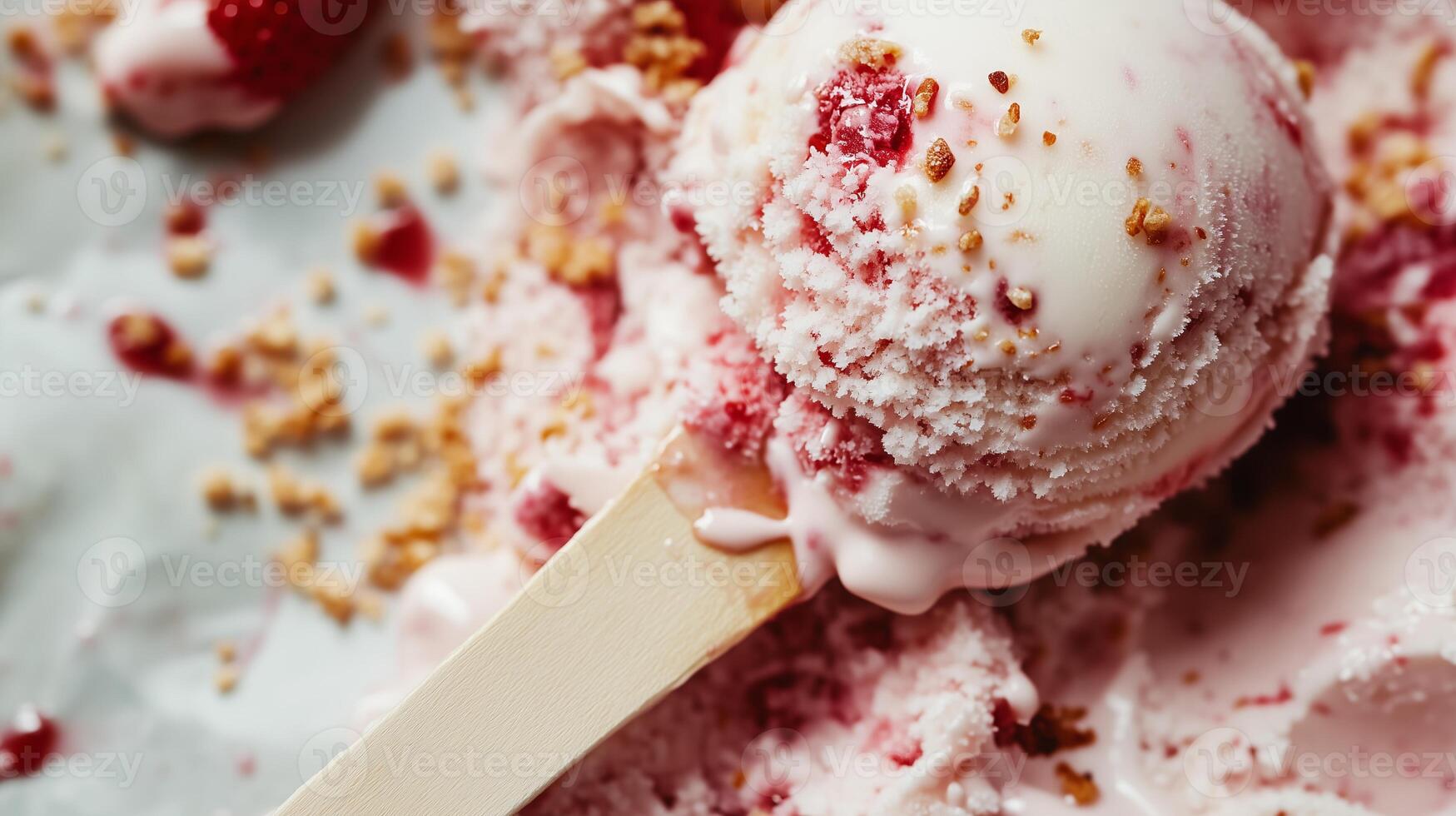 A scoop of ice cream with a strawberry on top photo