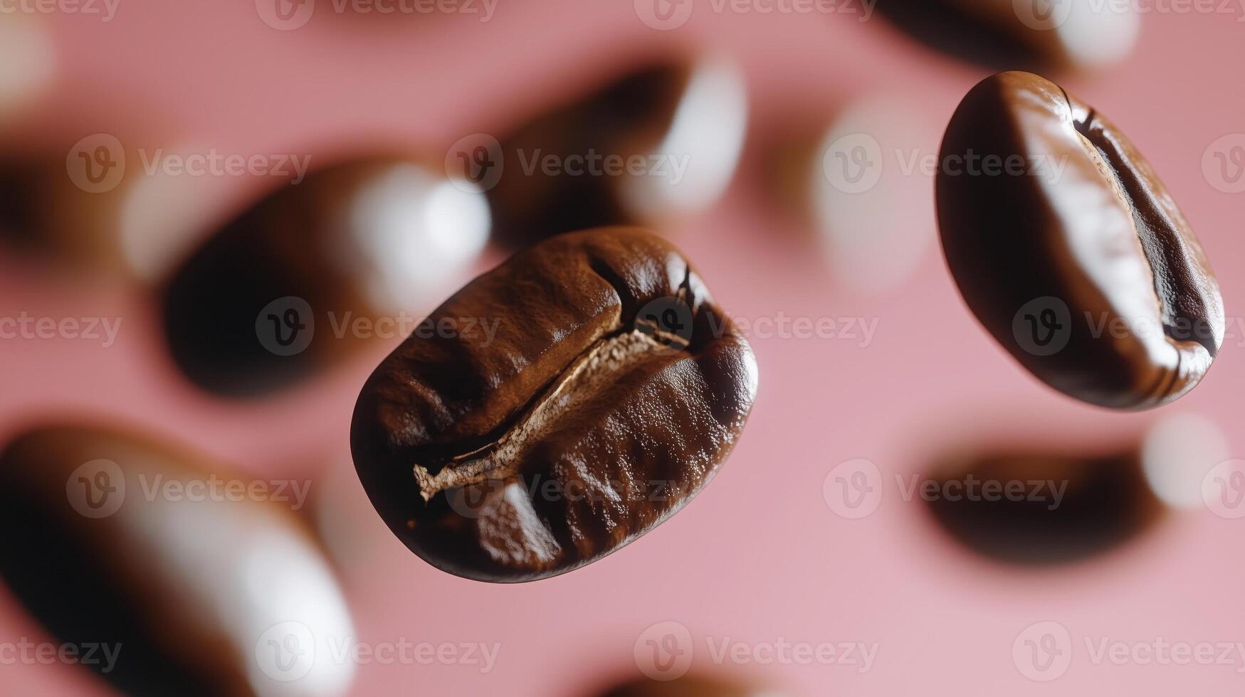 Levitating Coffee Beans in Vaporwave Aesthetic photo