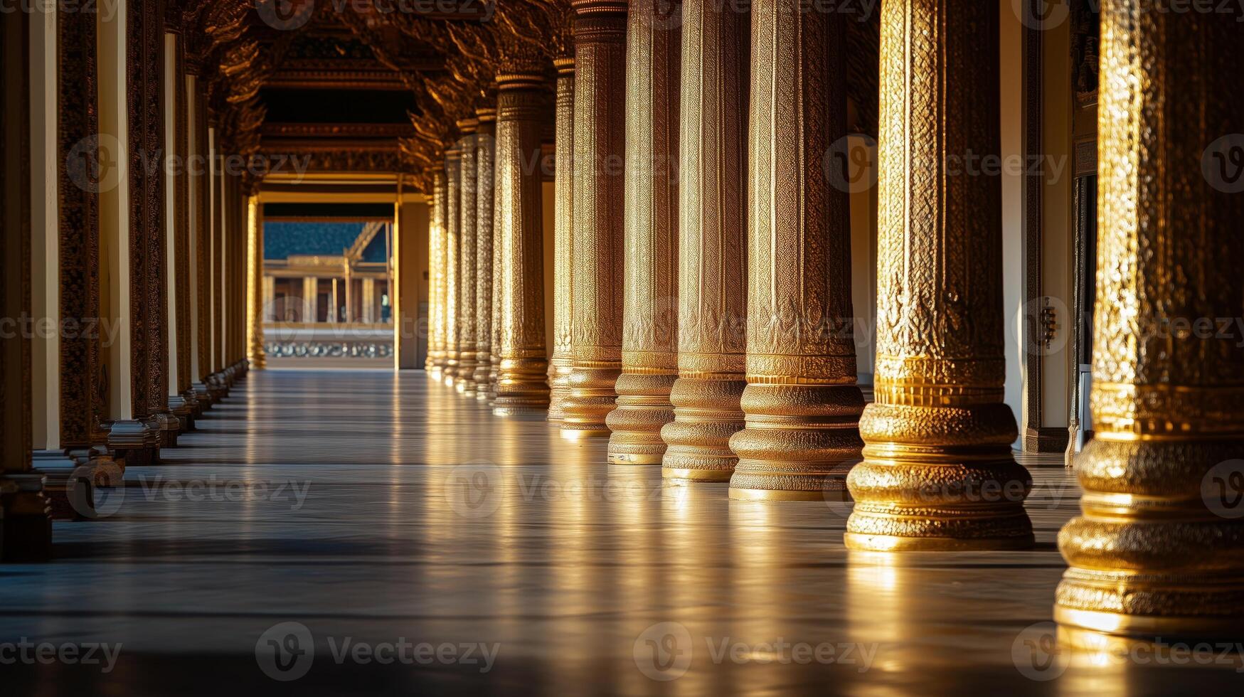 Ornate golden columns in a grand royal palace photo