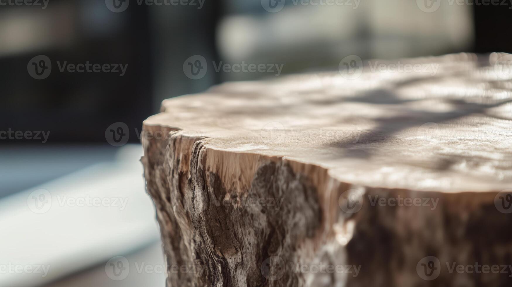 A close up of a tree stump sitting on a table photo
