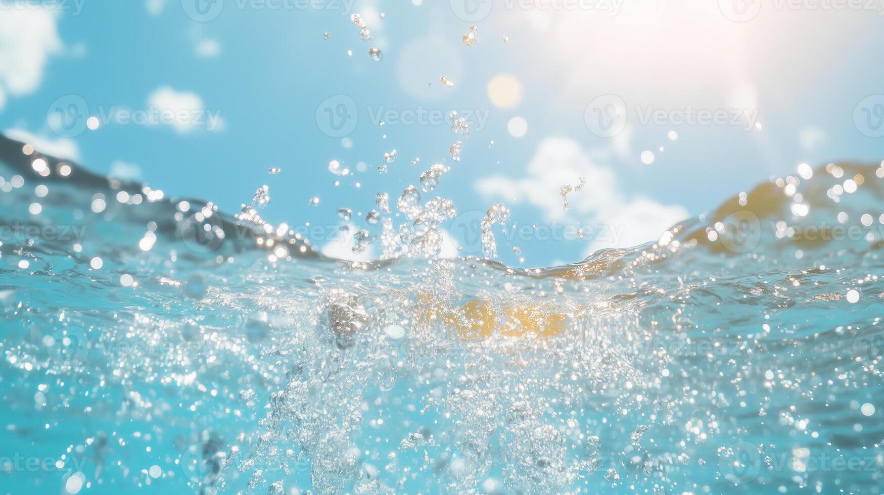Pool float splashes into clear blue water photo