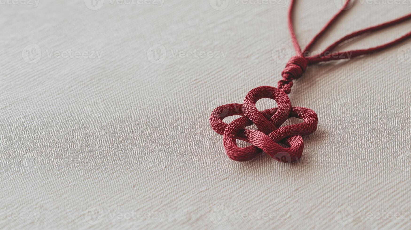 A red necklace with a knot on it photo