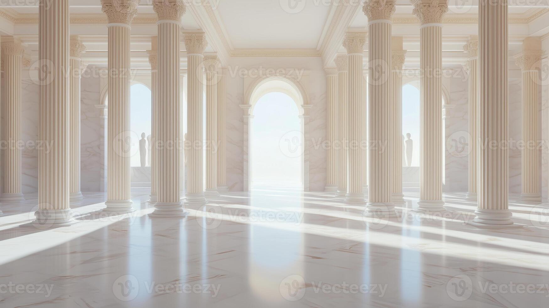 A room with columns and a large window photo