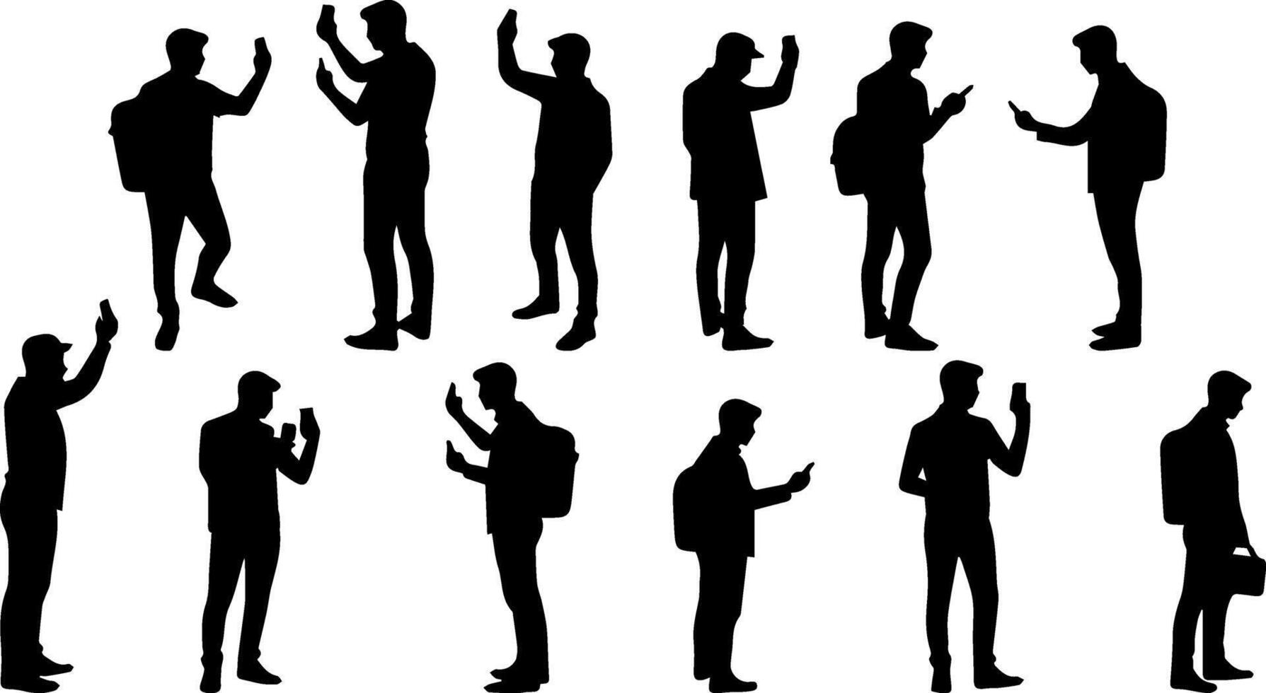 Silhouettes of people in various poses and poses vector