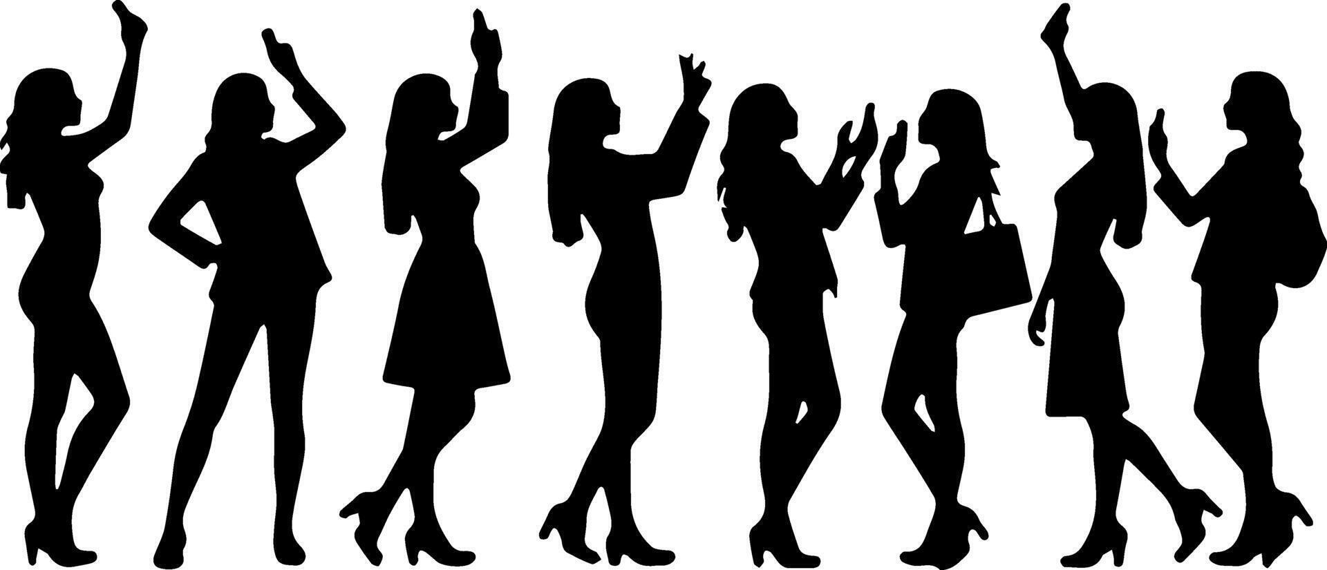Silhouettes of women in business attire vector