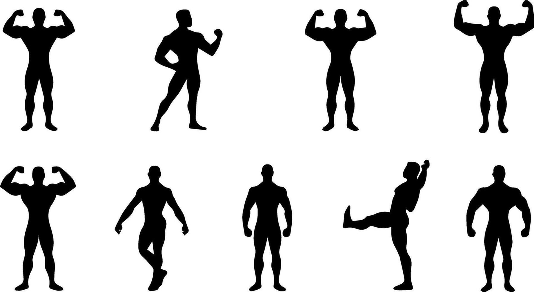 Silhouettes of men in various poses vector