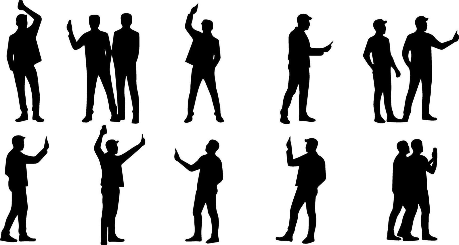 Silhouettes of people in various poses vector