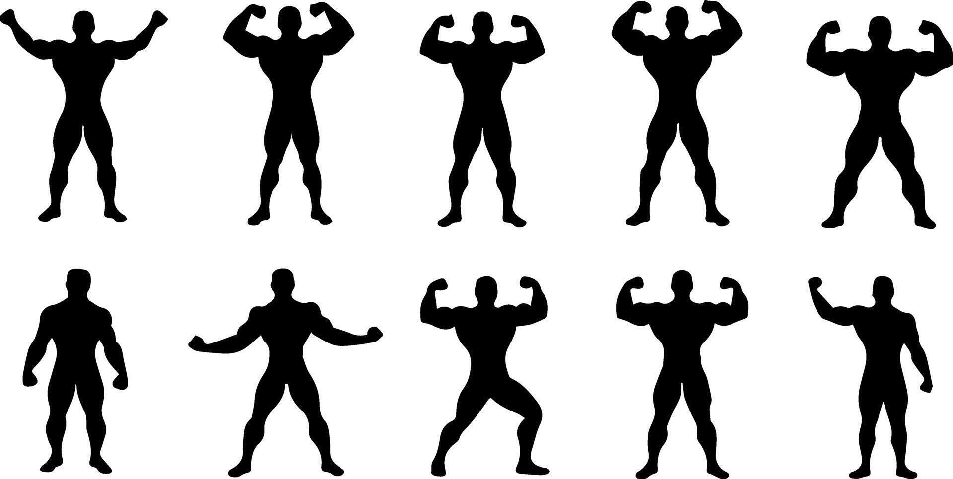 Silhouettes of men in different poses vector