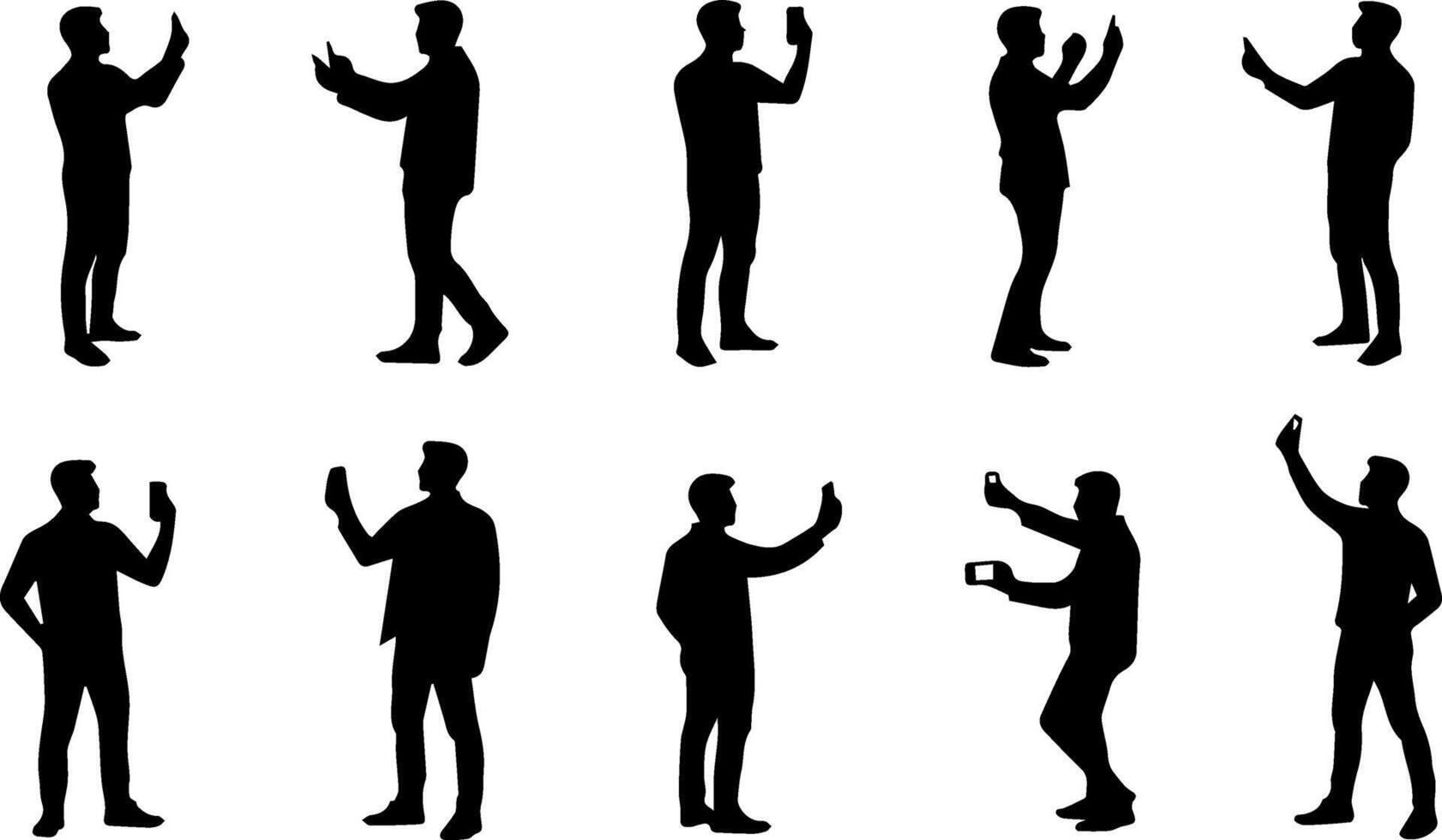 Silhouettes of men using cell phones vector