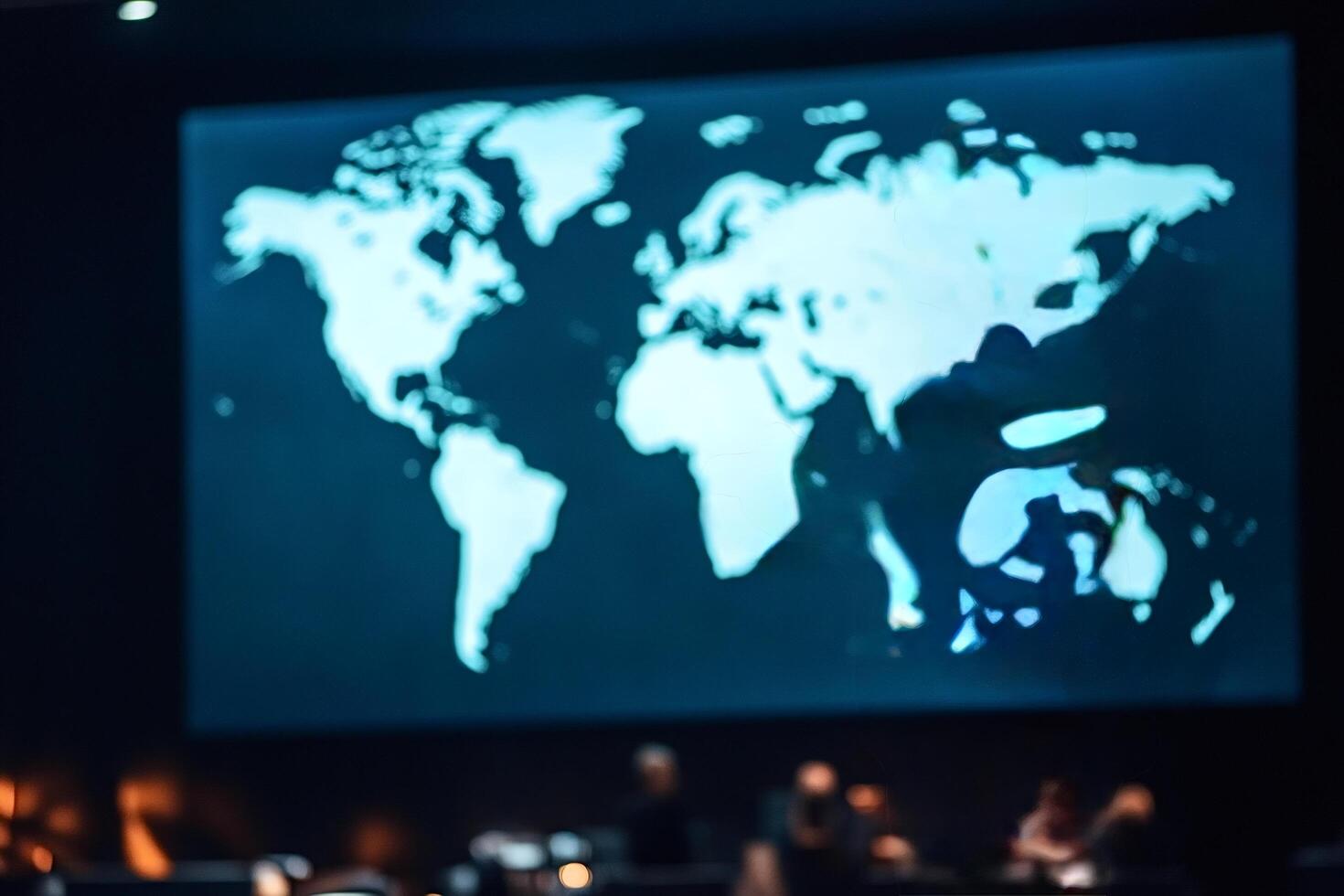 Business people attending a conference about global business strategy photo