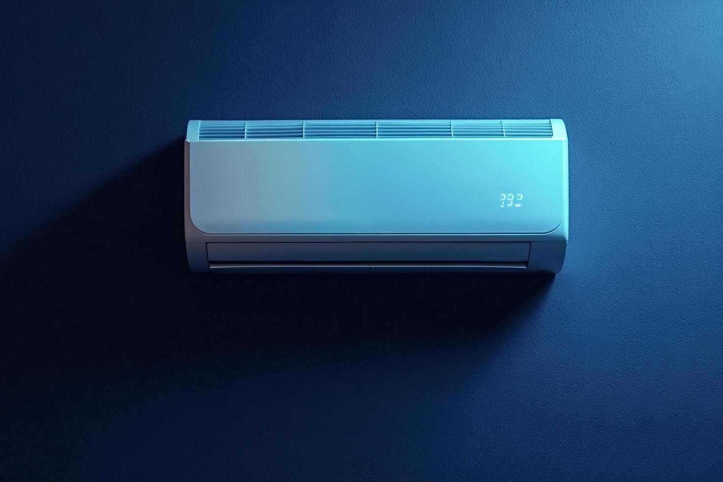 Modern air conditioner cooling a room in the evening photo