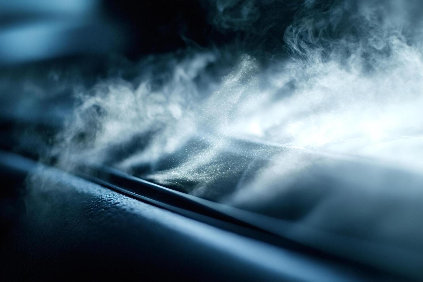 Smoke covering car dashboard creating mysterious atmosphere photo
