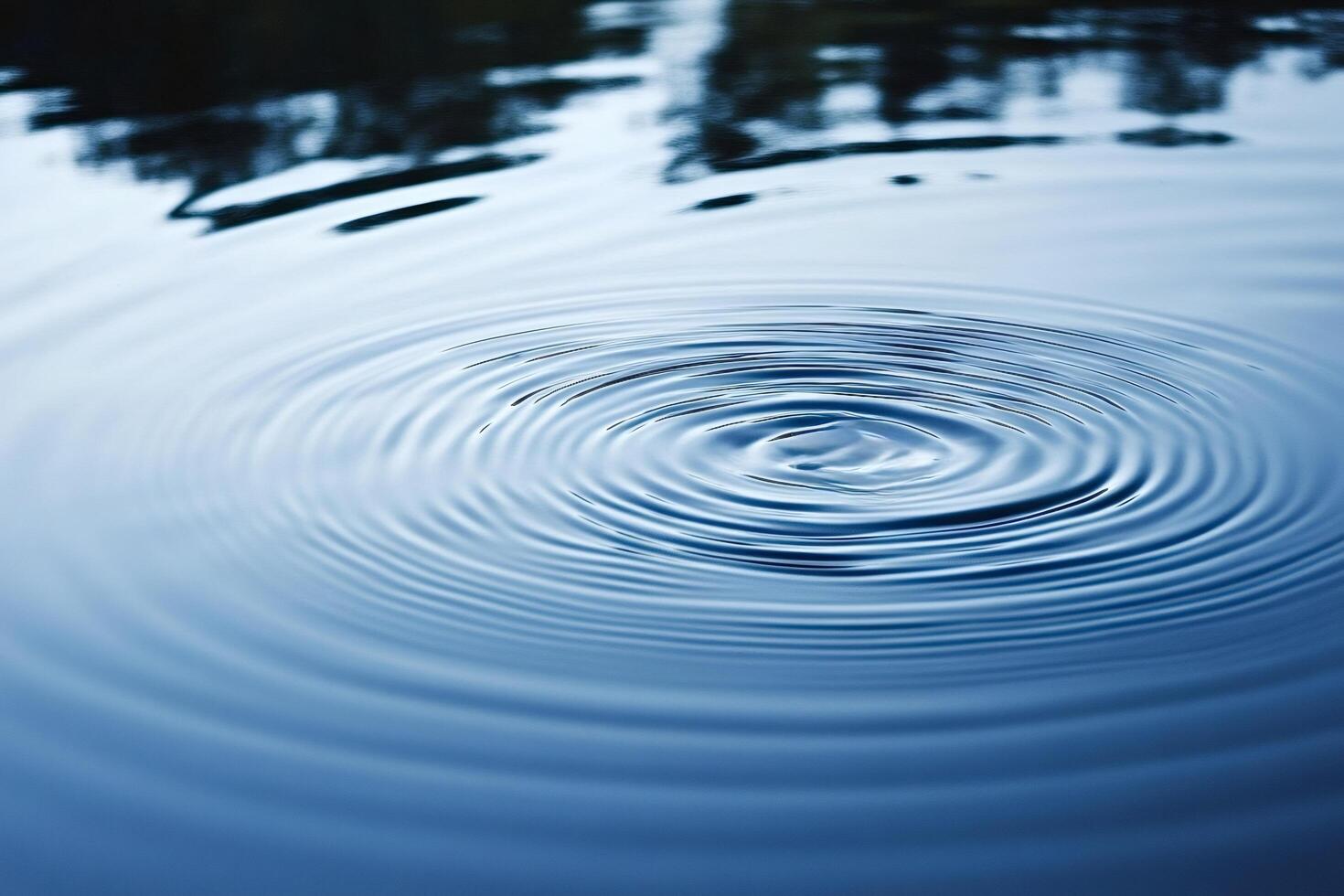 Water drop creating concentric ripples on calm surface photo