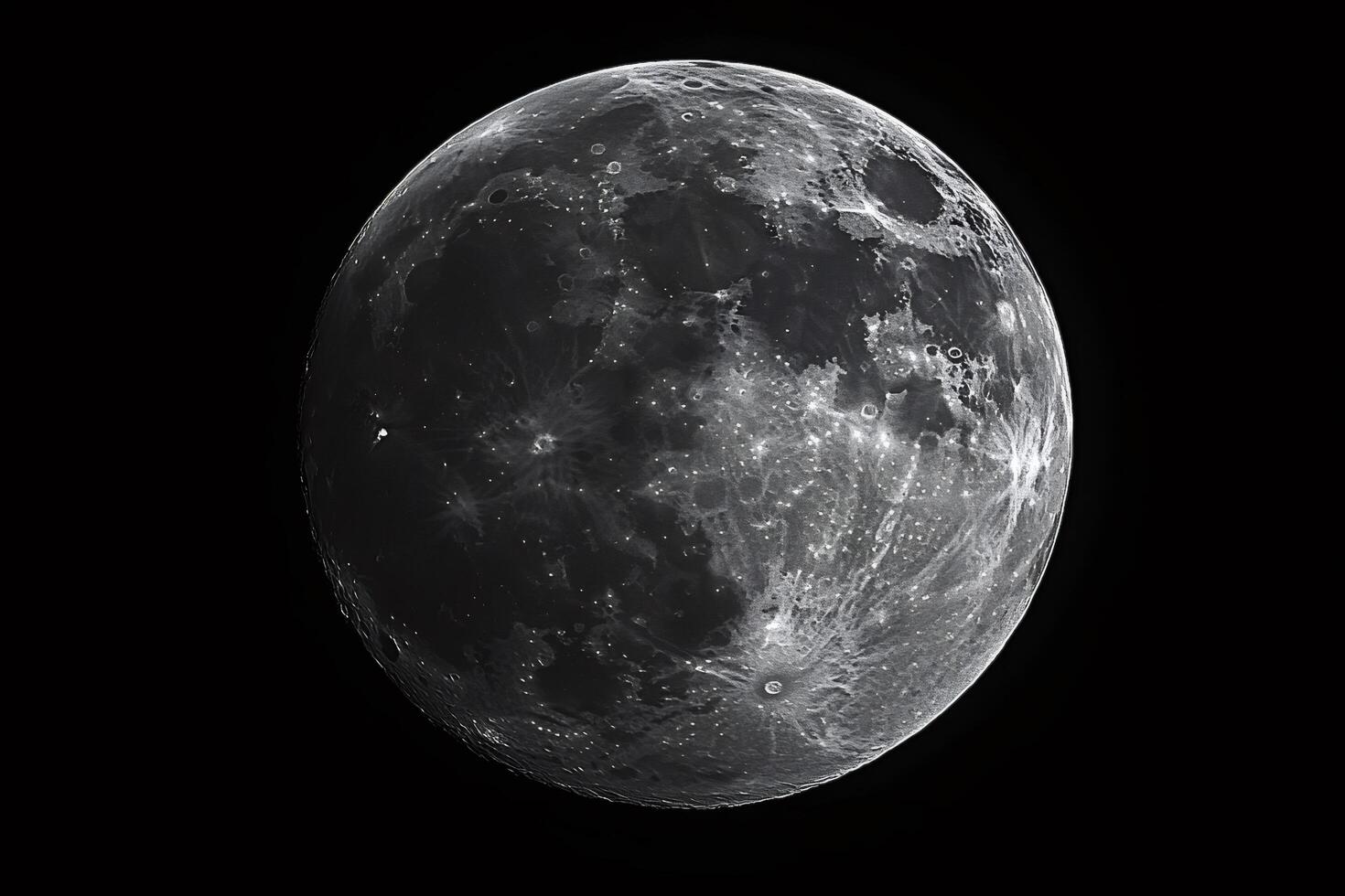 Gibbous moon shining brightly in the dark night sky photo