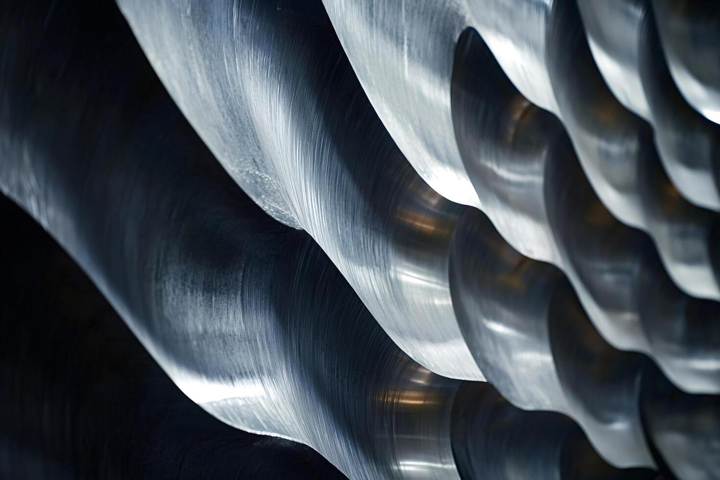 Close-up of shiny metal blades forming intricate pattern photo
