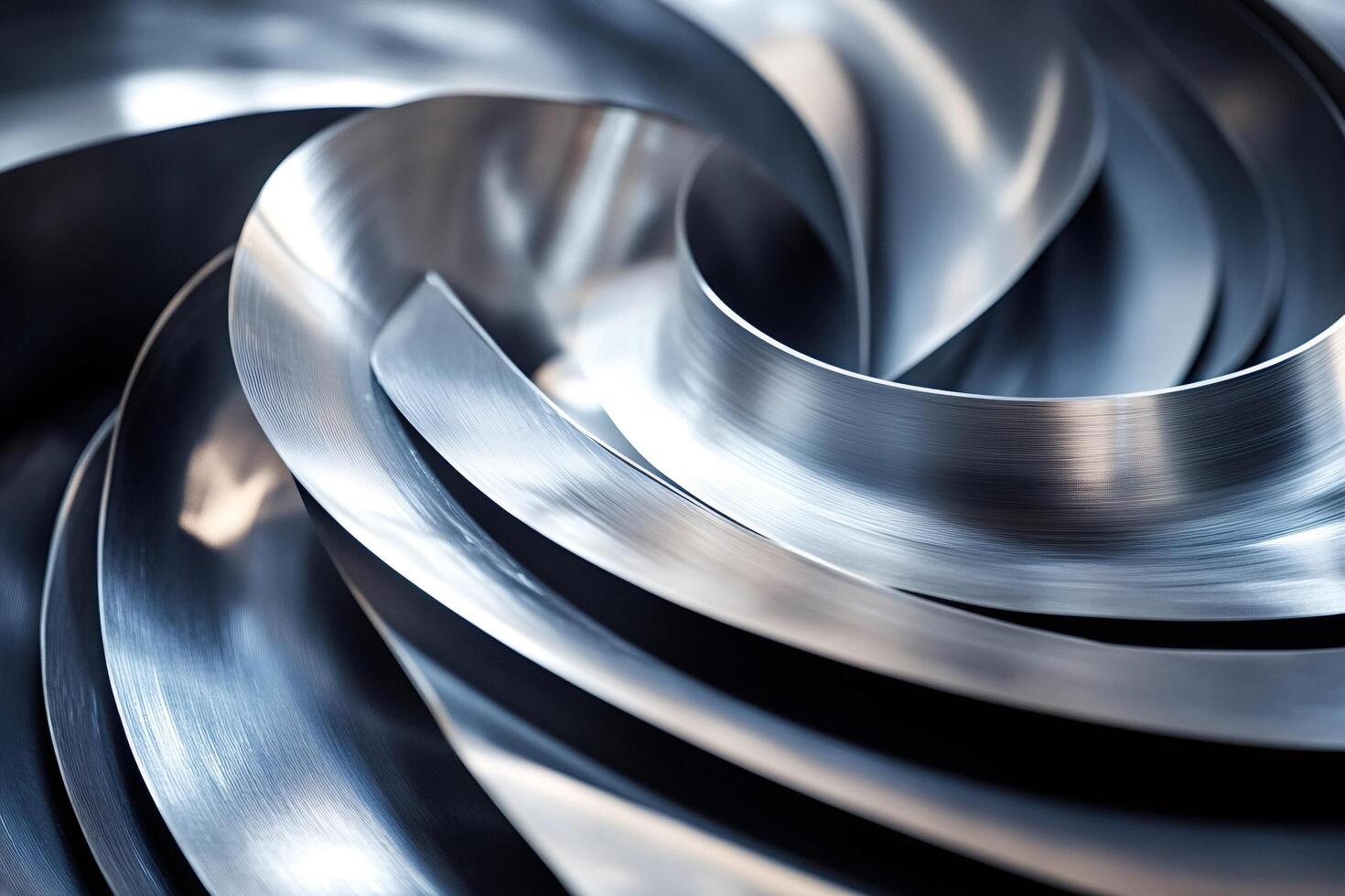 Abstract industrial background featuring swirling brushed metal sheets photo