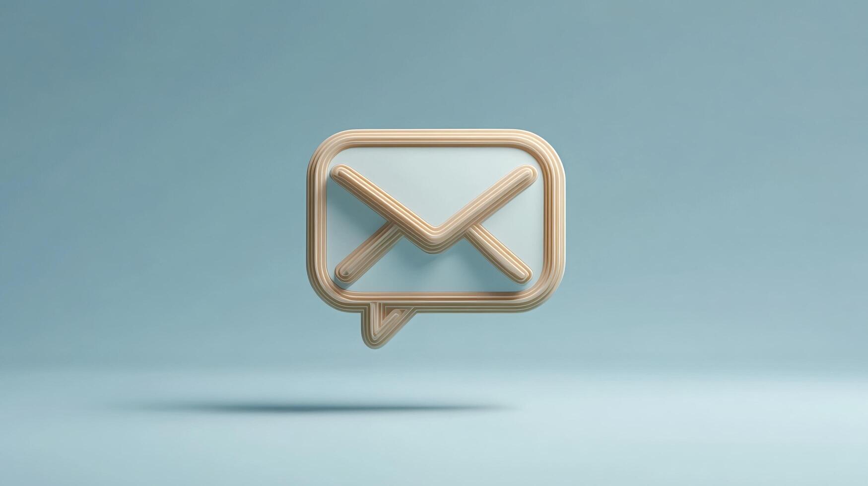 Email symbol floating in speech bubble on blue background photo