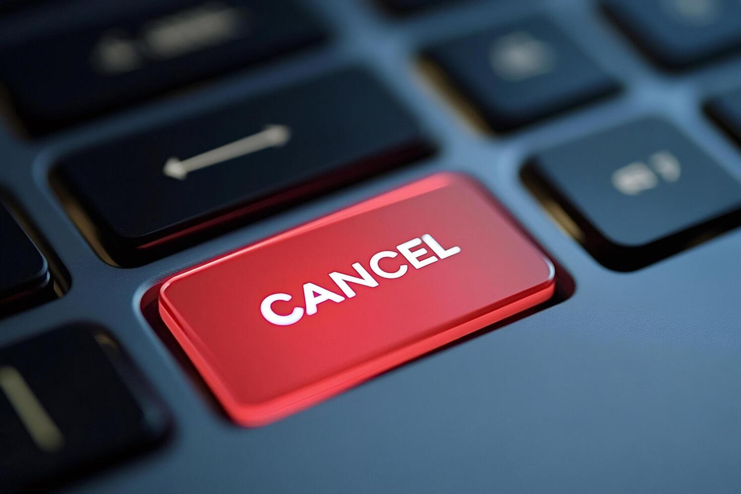Red cancel key on modern keyboard is glowing photo