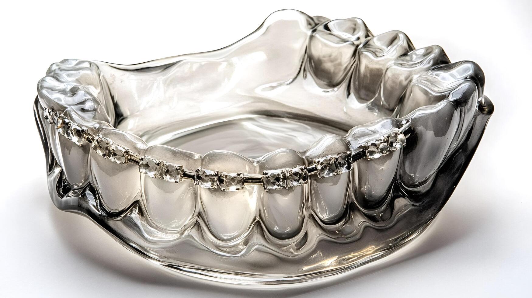 Glass teeth model with braces showing orthodontic treatment photo