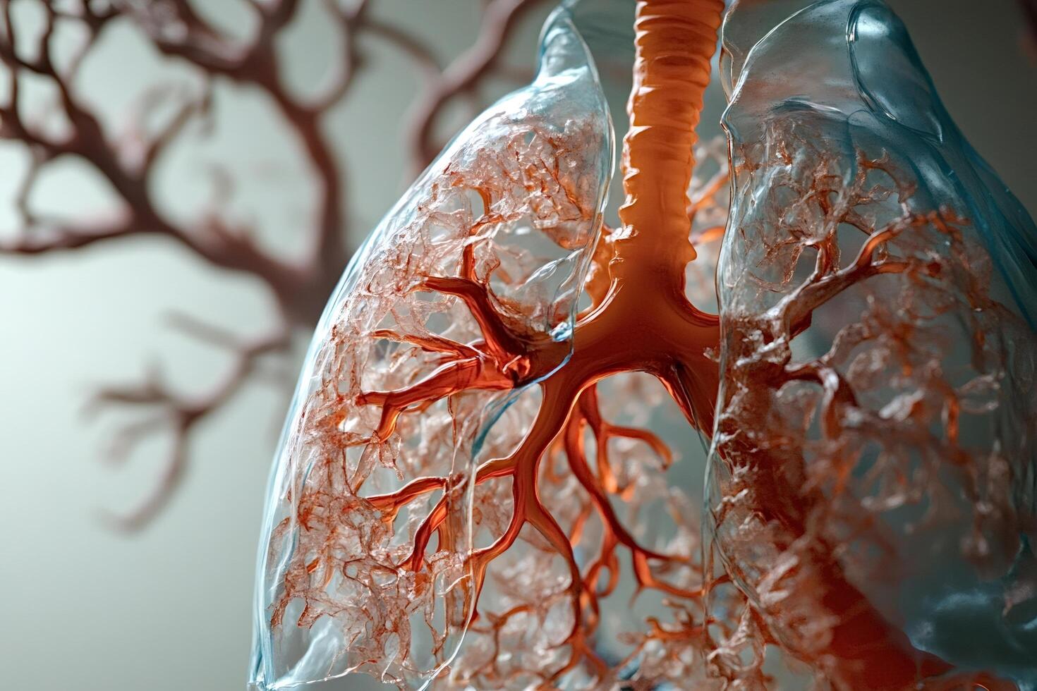 Glass lungs showing bronchial tree and alveoli for medical studies photo