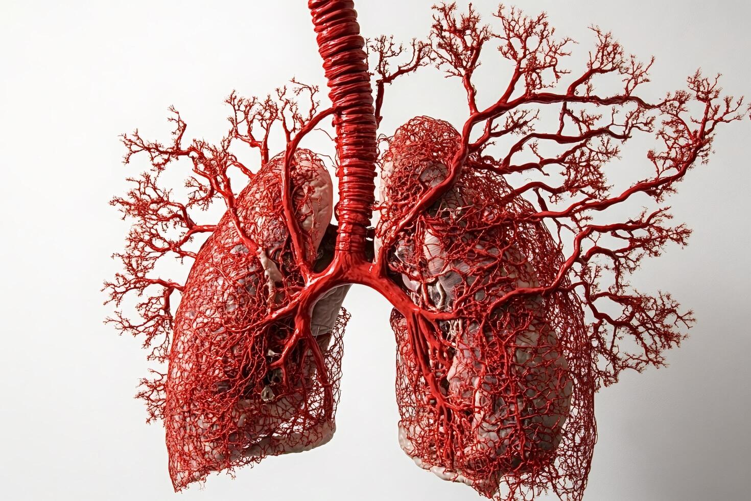 Pulmonary vein system showing bronchial tree and trachea photo