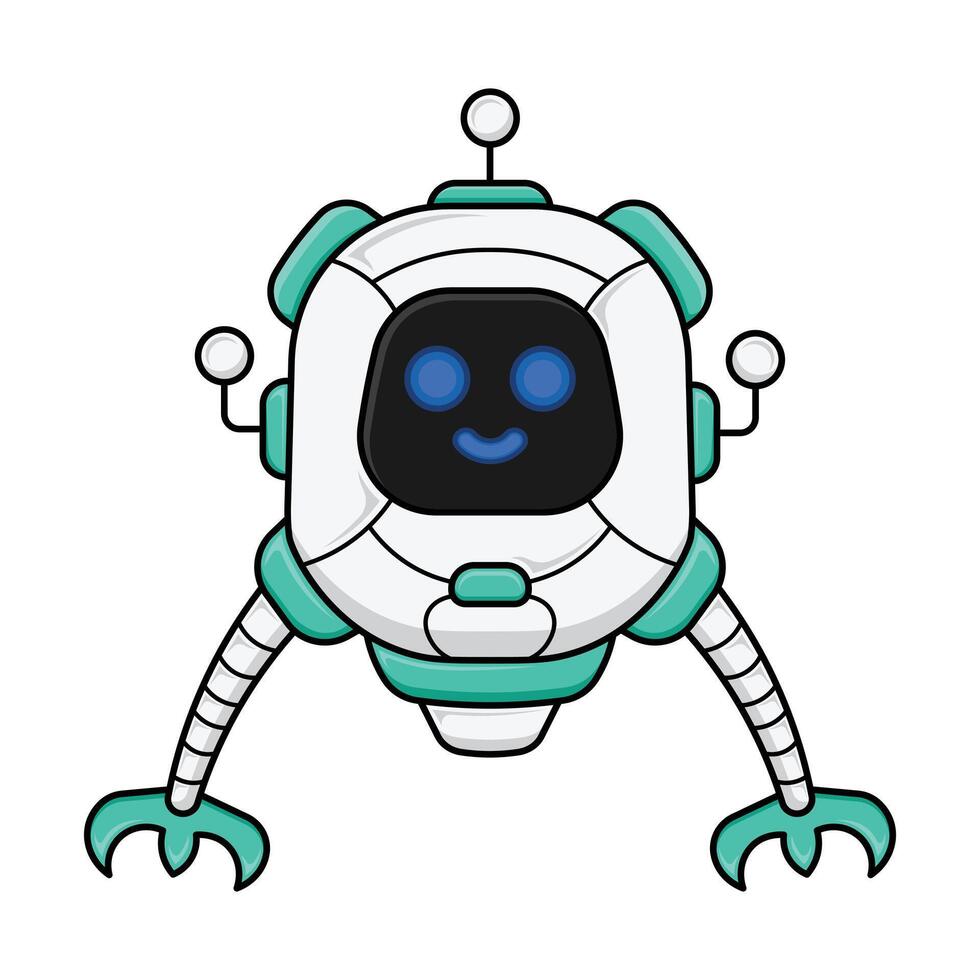cute mascot robot design kawaii. Design for digital print and coloring book vector