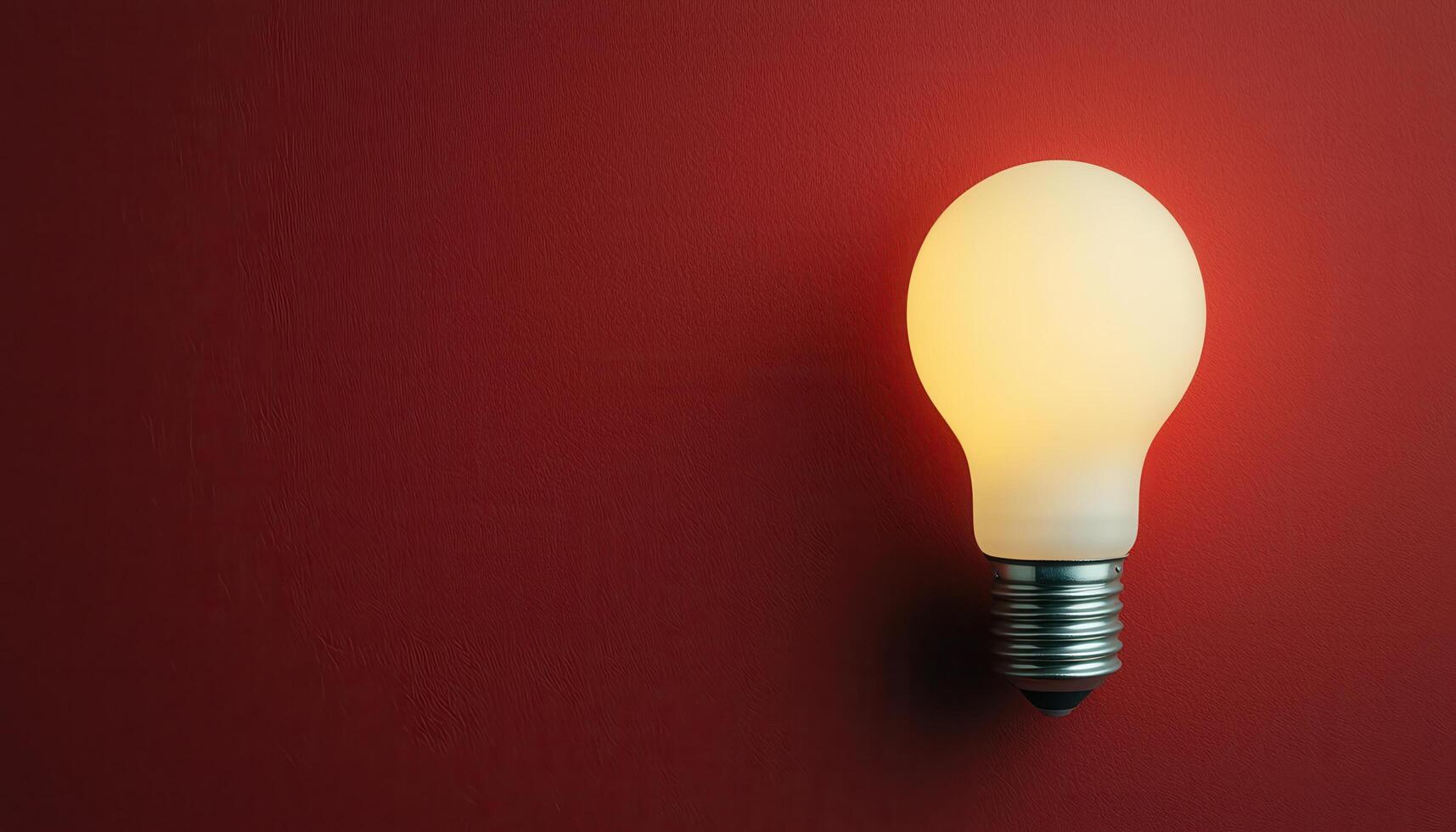 Illuminated Light Bulb on Red Background with Copyspace for Creative Ideas photo