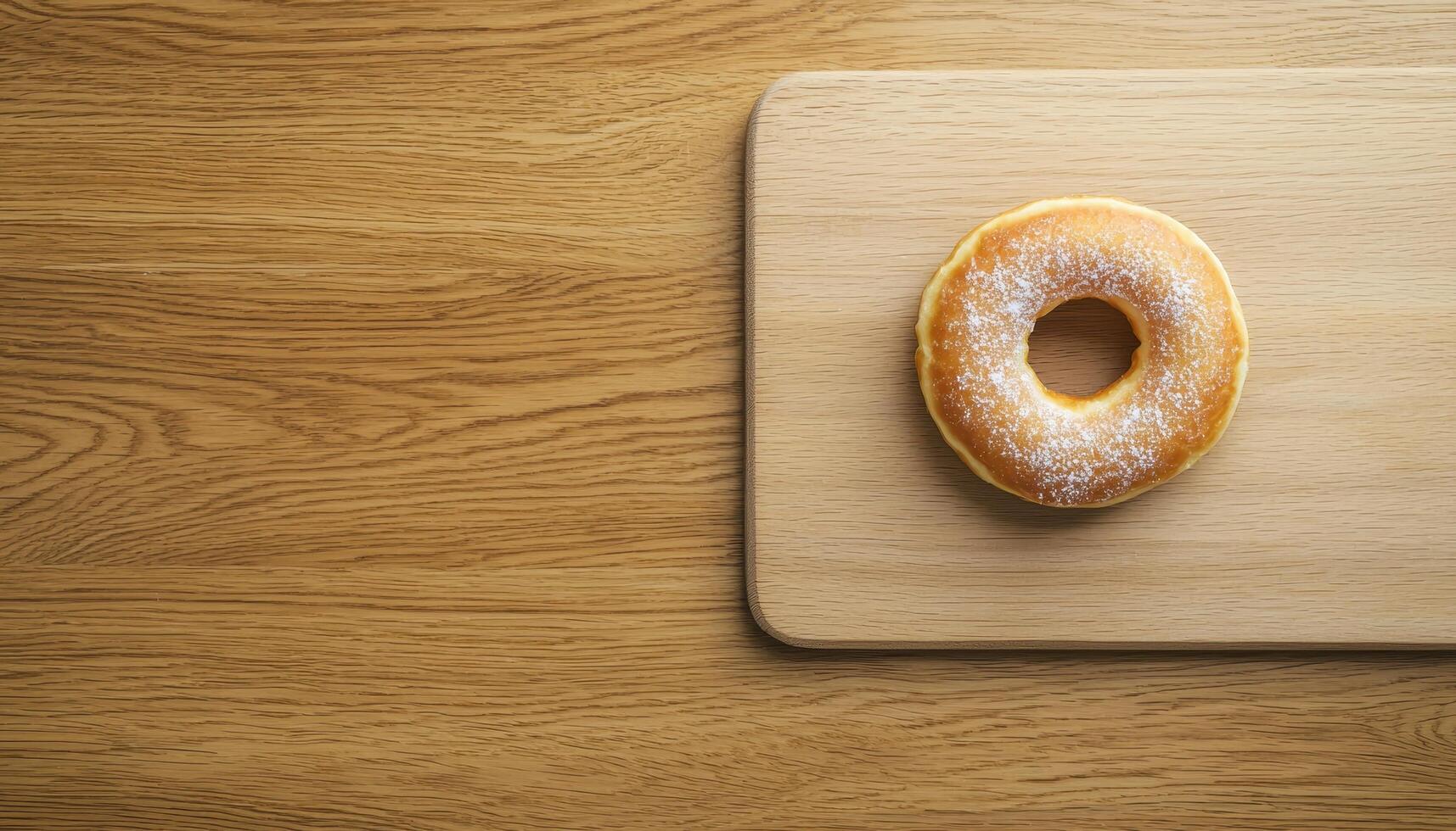 Delicious Glazed Donut on Wooden Board Copyspace Background Food Photography Minimalist Viewpoint photo