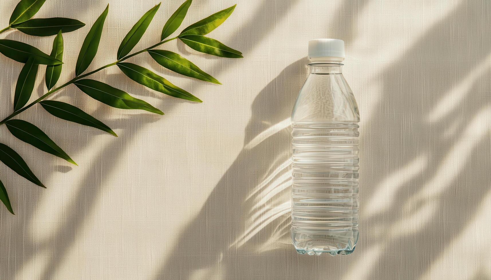 Refreshing Water Bottle on Textured Background with Copyspace for Creative Use photo