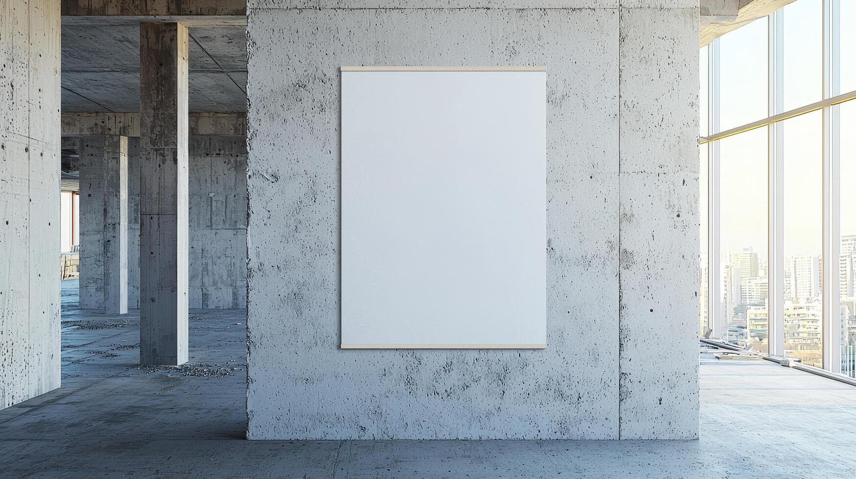 Modern Art Display Urban Studio Blank Canvas Minimalist Background Bright Copyspace photo
