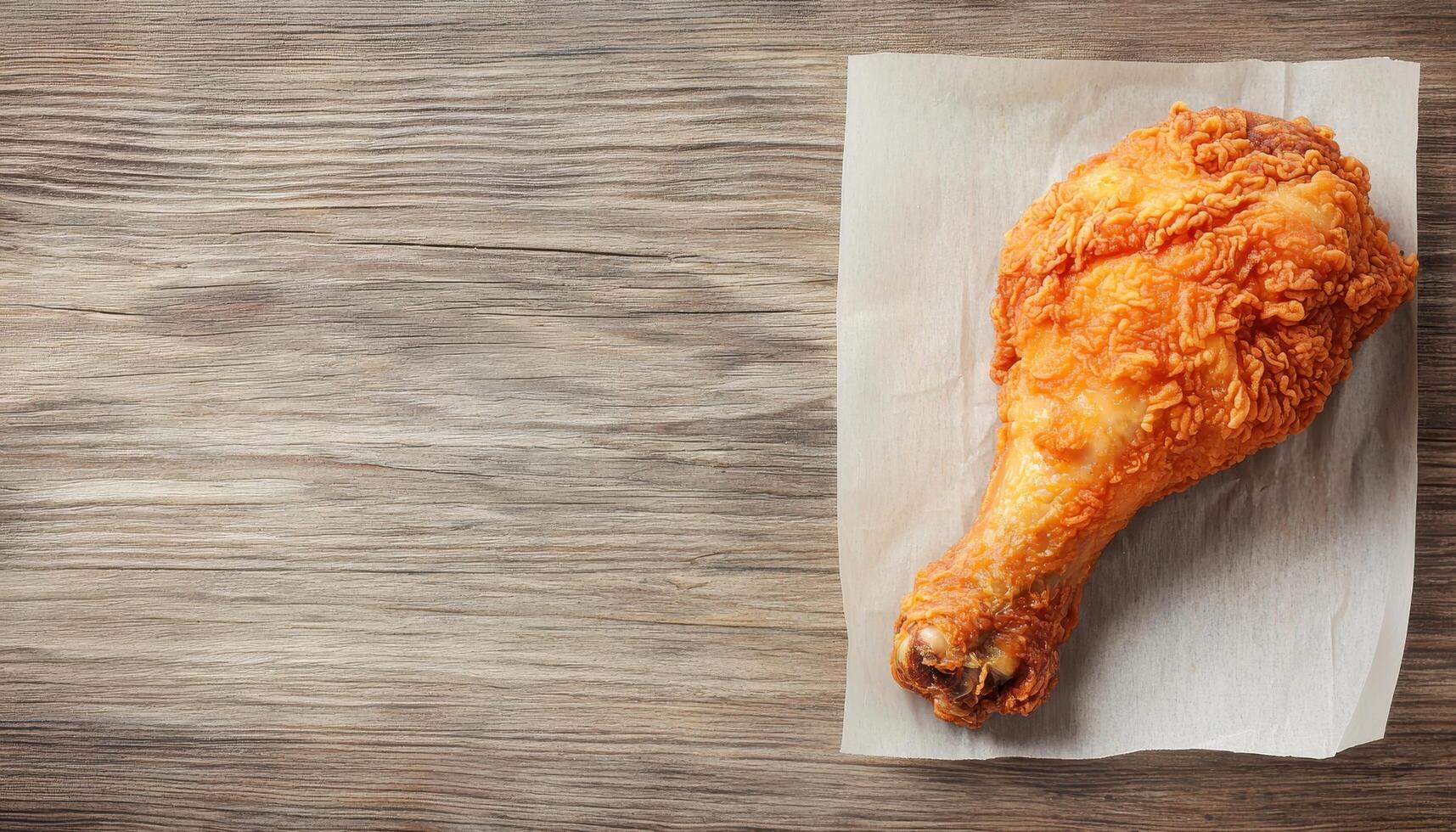 Fried Chicken Drumstick on Wooden Table Food Photography Rustic Background Copyspace photo