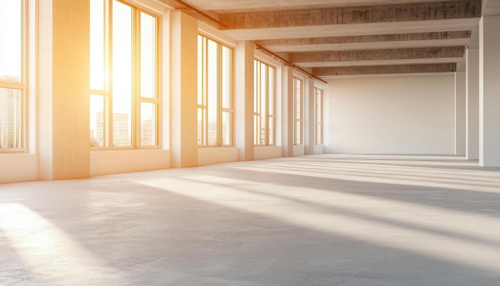 Sunlit Empty Space with Background Copyspace Modern Interior Urban Setting Soft Shadows photo
