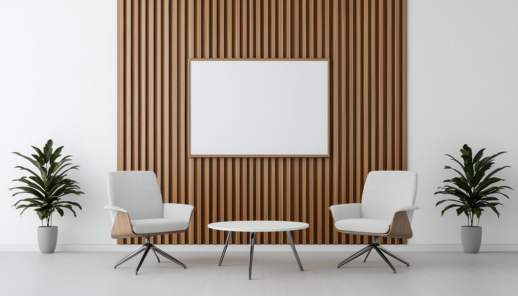 Modern Minimalist Living Room Bright Interior Copyspace Background Clean and Clutter-Free photo