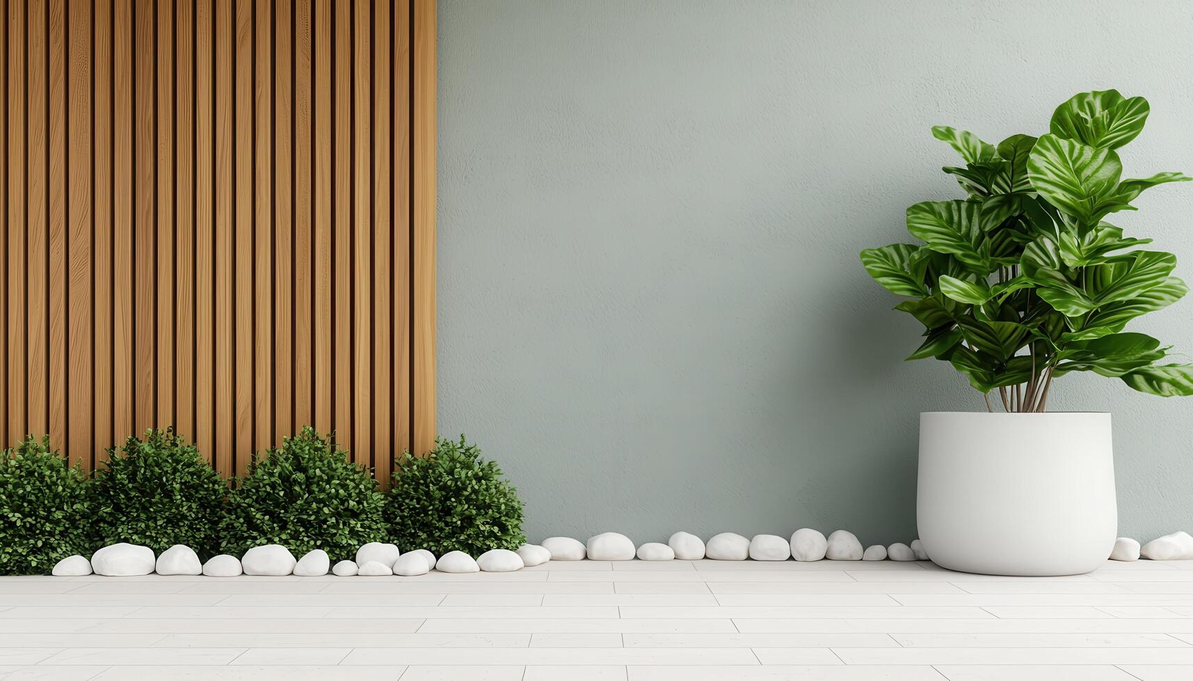 Artful Loft-Style Garden Scene with Background Copyspace Minimalist Indoor Plants photo
