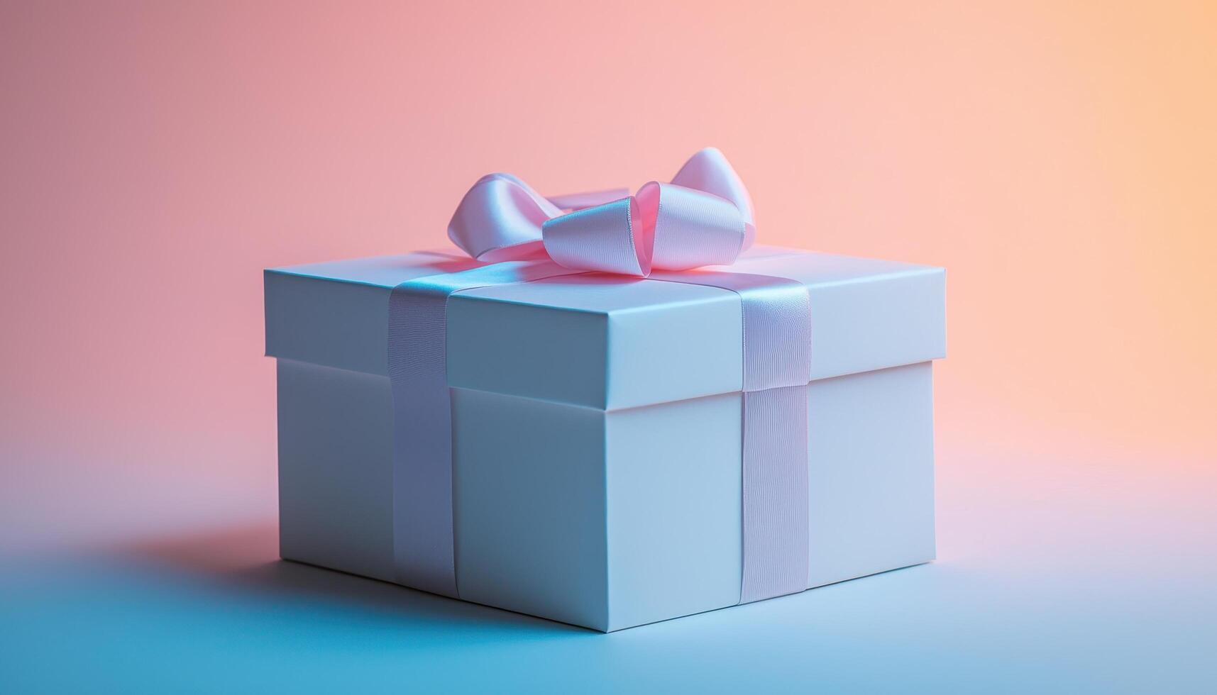Elegant White Gift Box on Gentle Gradient Background with Copyspace for Celebration Themes photo