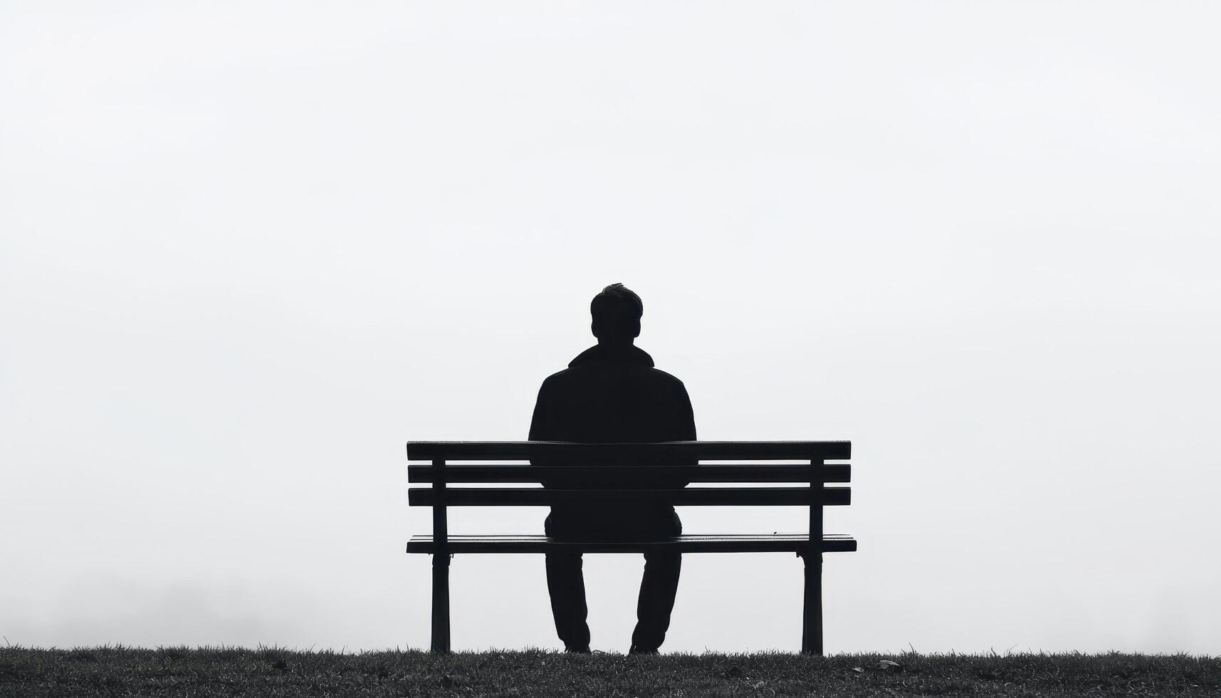 Solitary Reflection on a Bench Deserted Park Background Copyspace Emotional Landscape photo