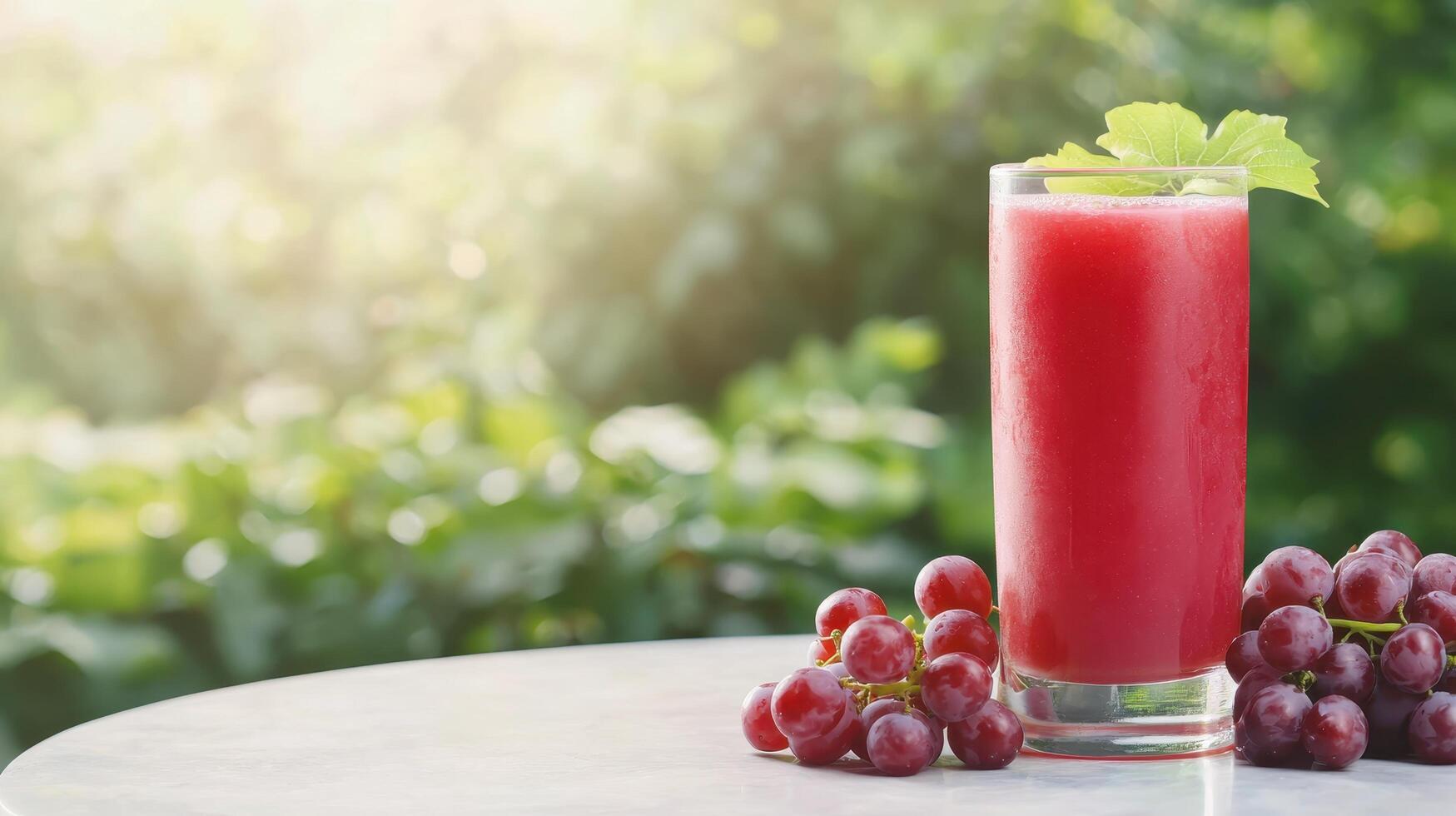 Freshly Squeezed Grape Juice Outdoor Garden Beverage Bright Background Refreshing Copyspace photo