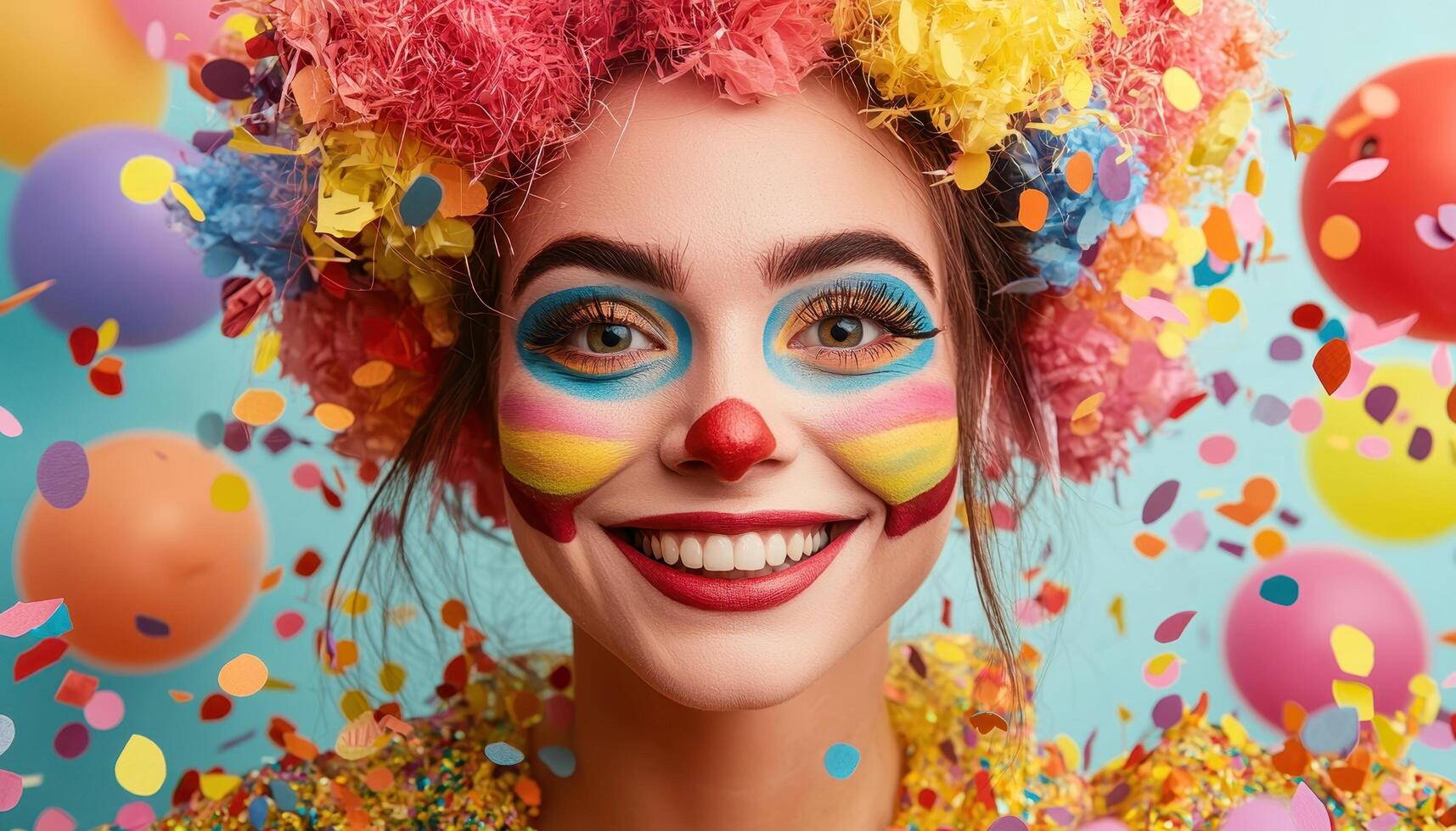 Cheerful Clown Makeup Celebration Fun Party Background Colorful Copyspace Environment photo
