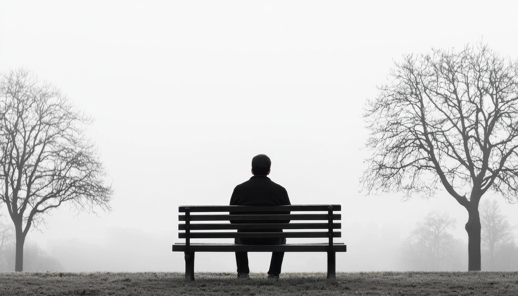 Solitary Reflection in a Deserted Park Minimalist Background Copyspace for Thoughtful Content photo