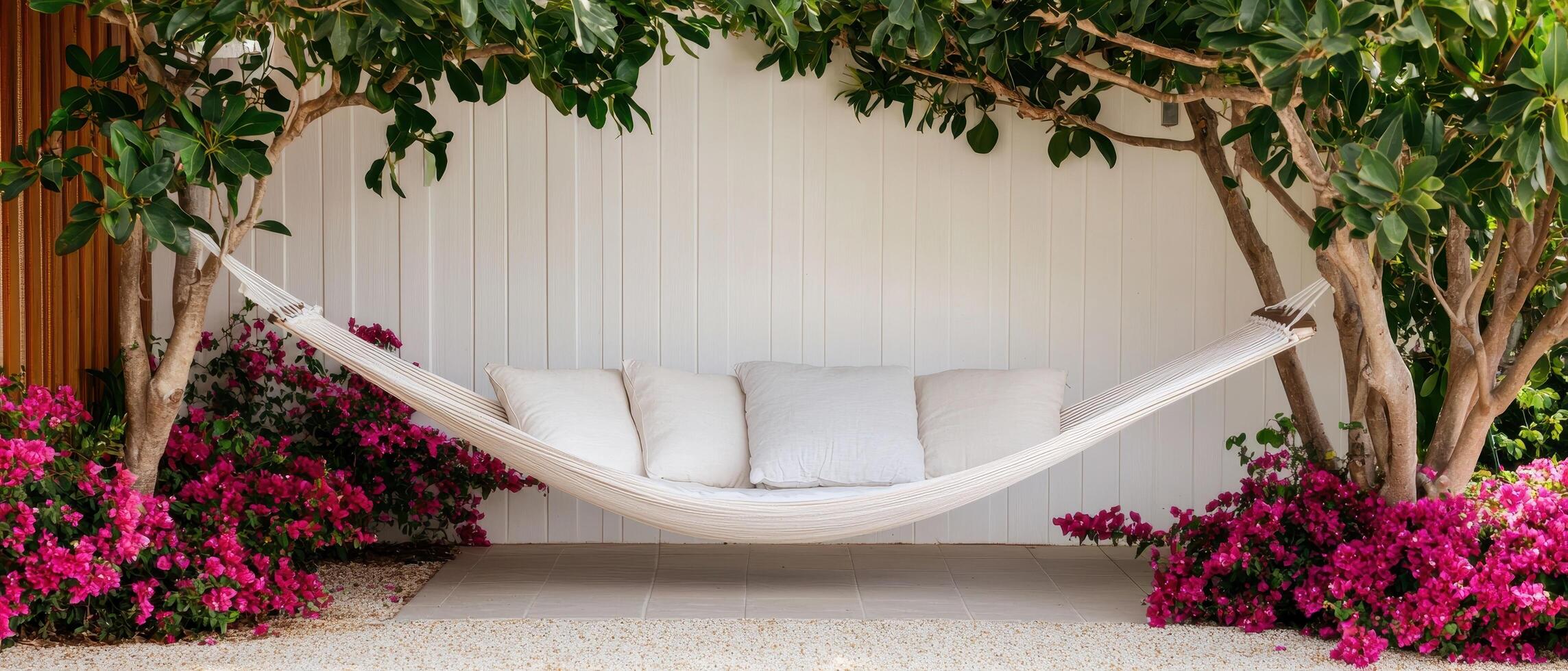 Tranquil Escape with a Hammock Backyard Lifestyle Image Serene Environment Copyspace Background photo