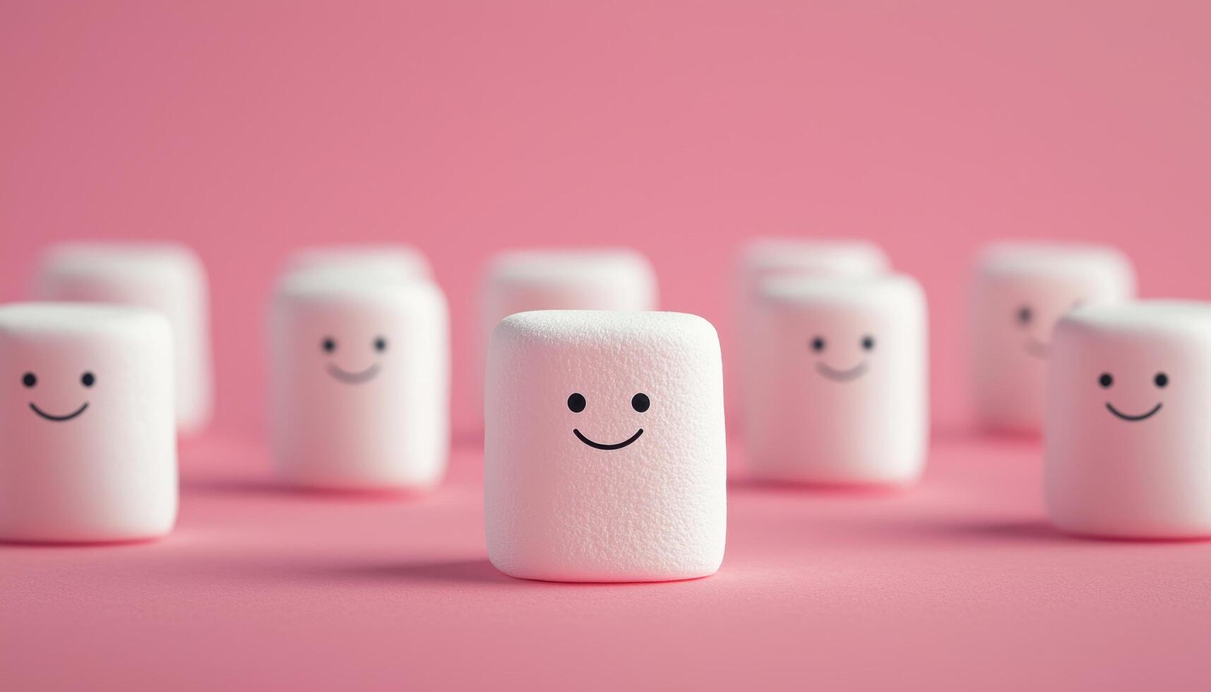 Playful Marshmallow Characters on Pink Background with Copyspace for Fun Content Creation photo