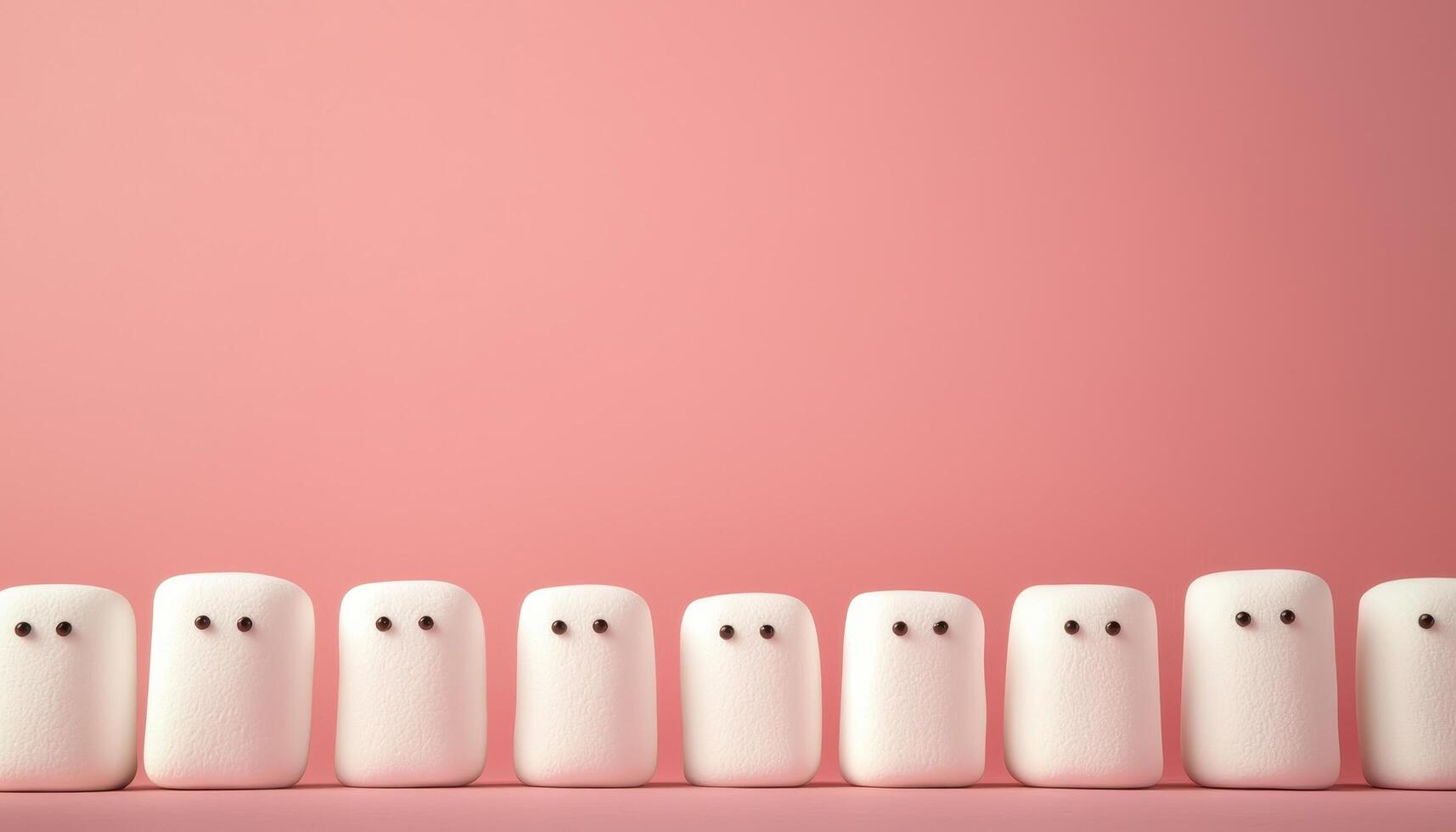 Playful Little Marshmallow Characters with Background Copyspace Fun Scene Studio Setting photo