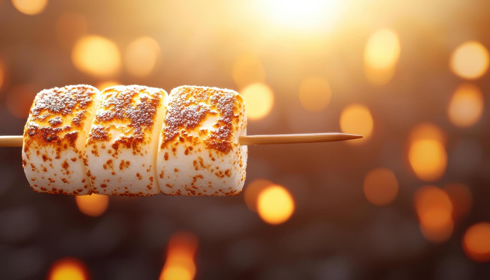 Roasting Marshmallows on a Skewered Stick Outdoor Campfire Food Photography Warm Background Copyspace photo