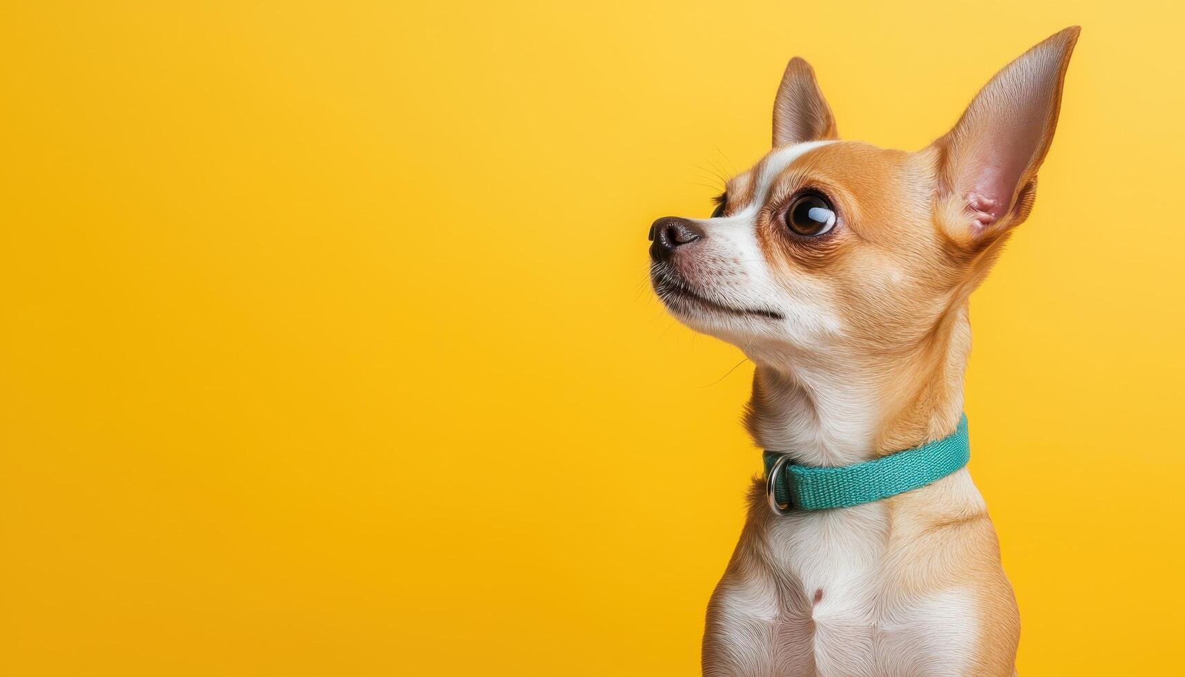 Charming Chihuahua Side Profile Yellow Background Pet Photography Copyspace Environment photo